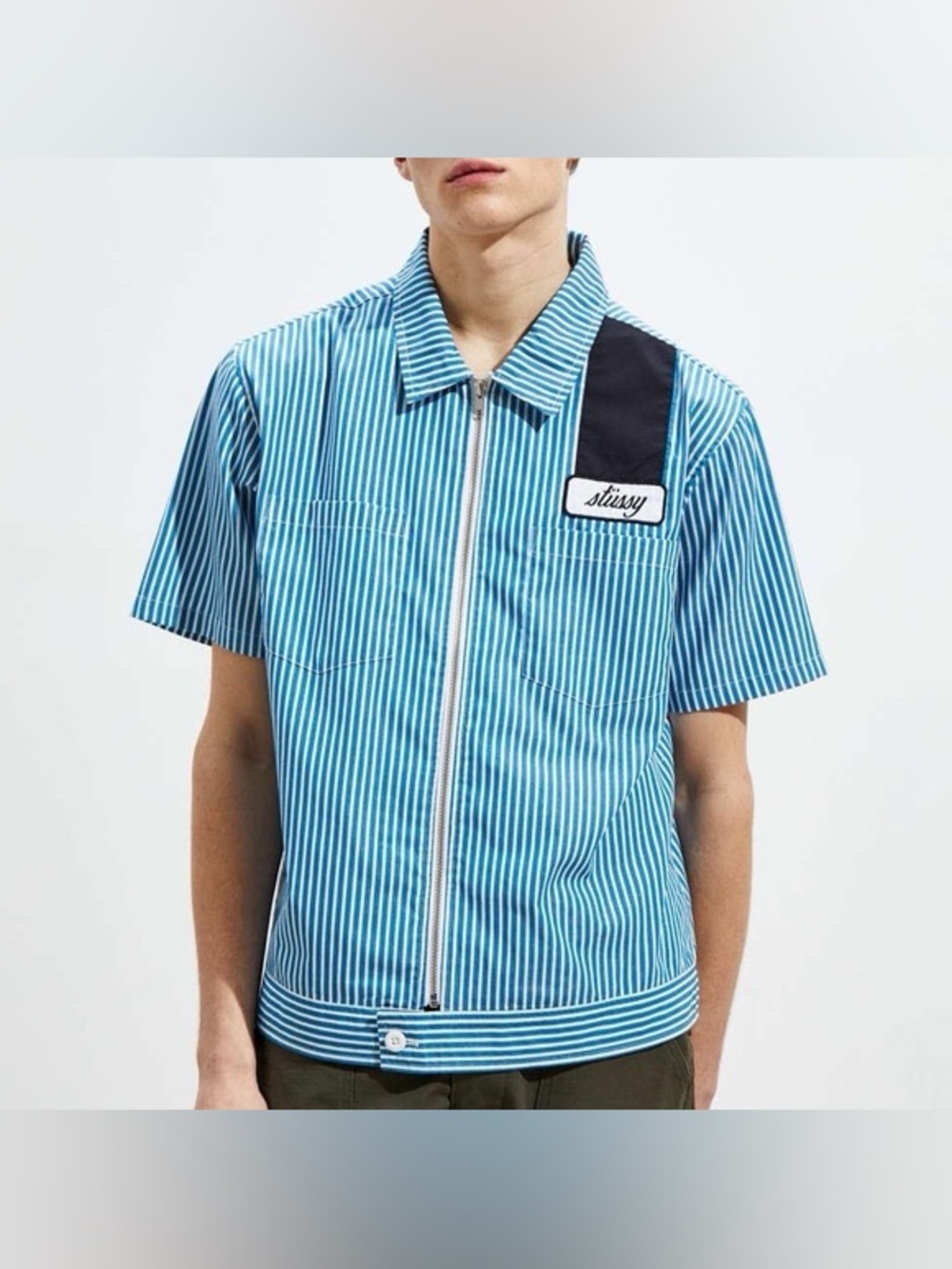 Stussy Zip Up Short Sleeve
Striped Work Shirt Rare